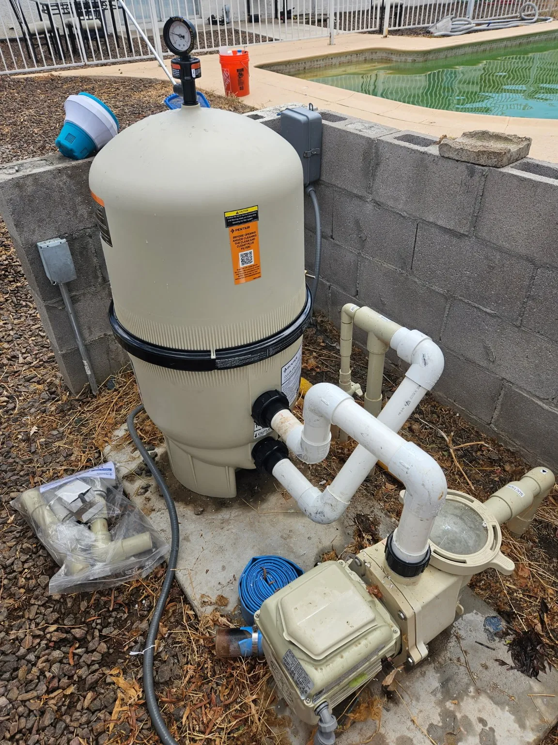 Pool equipment after replacement